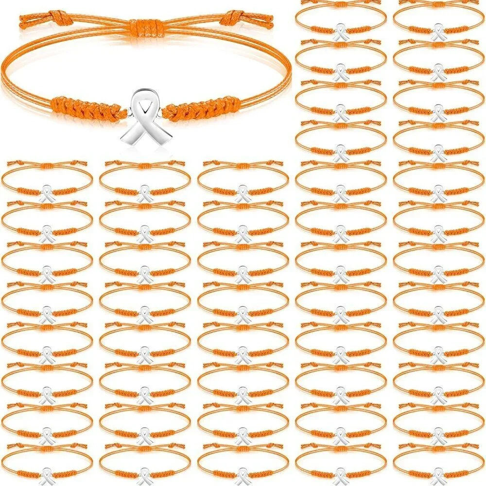 Orange Leukemia Awareness Bracelets Adjustable Cord Gifts for Women